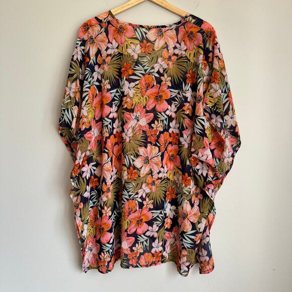 Heat Swimwear Coverup Size Small Medium Floral Hawaiian Tropical Vacation Resort - Picture 6 of 8